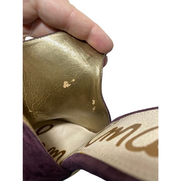 Coquette Sam Edelman Womens 9 Maroon Suede Boho Slingback Pointed Toe Heels - Picture 5 of 10